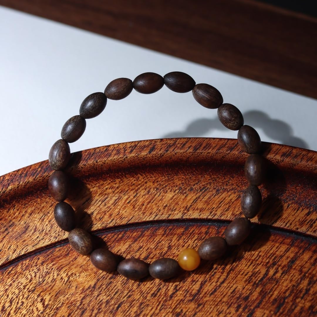 Hainan Green Agarwood Full Oil Sinking Grade Rice Beads 7×9 * 20 Pieces Sweet Floral Honey Scented Bracelet Candy Knot