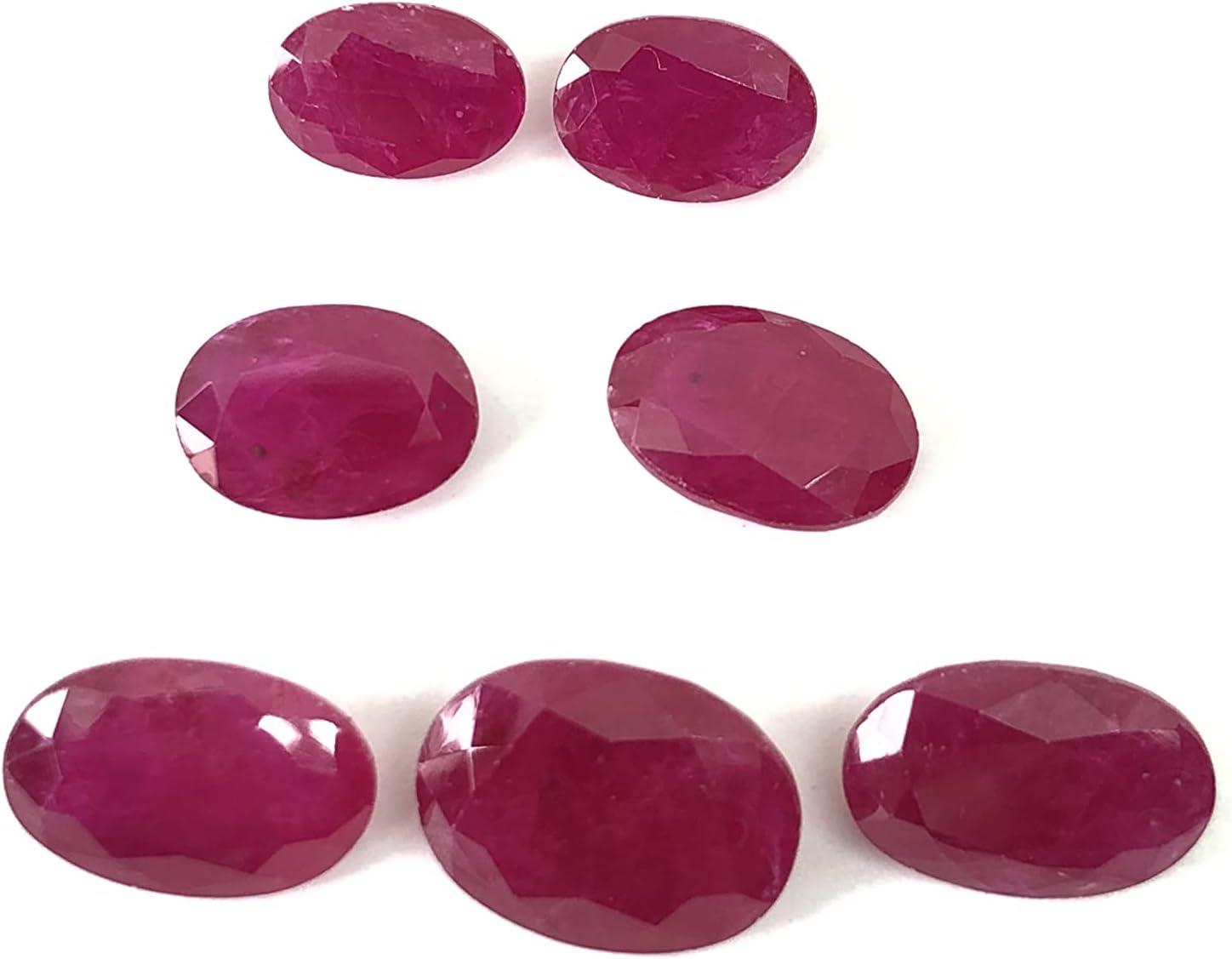 21.50 Ct Natural Luster Ruby Oval Size 8 To 12 mm Cut Faceted 7 Pcs Layout Ruby Best For Making Pendant, Ring, Earring Jewelry-5280 (Ruby With Certificate)