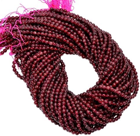 Natural Red Garnet Gemstone Round Shape Smooth Beads 4X4.5 mm 25 Strand 15