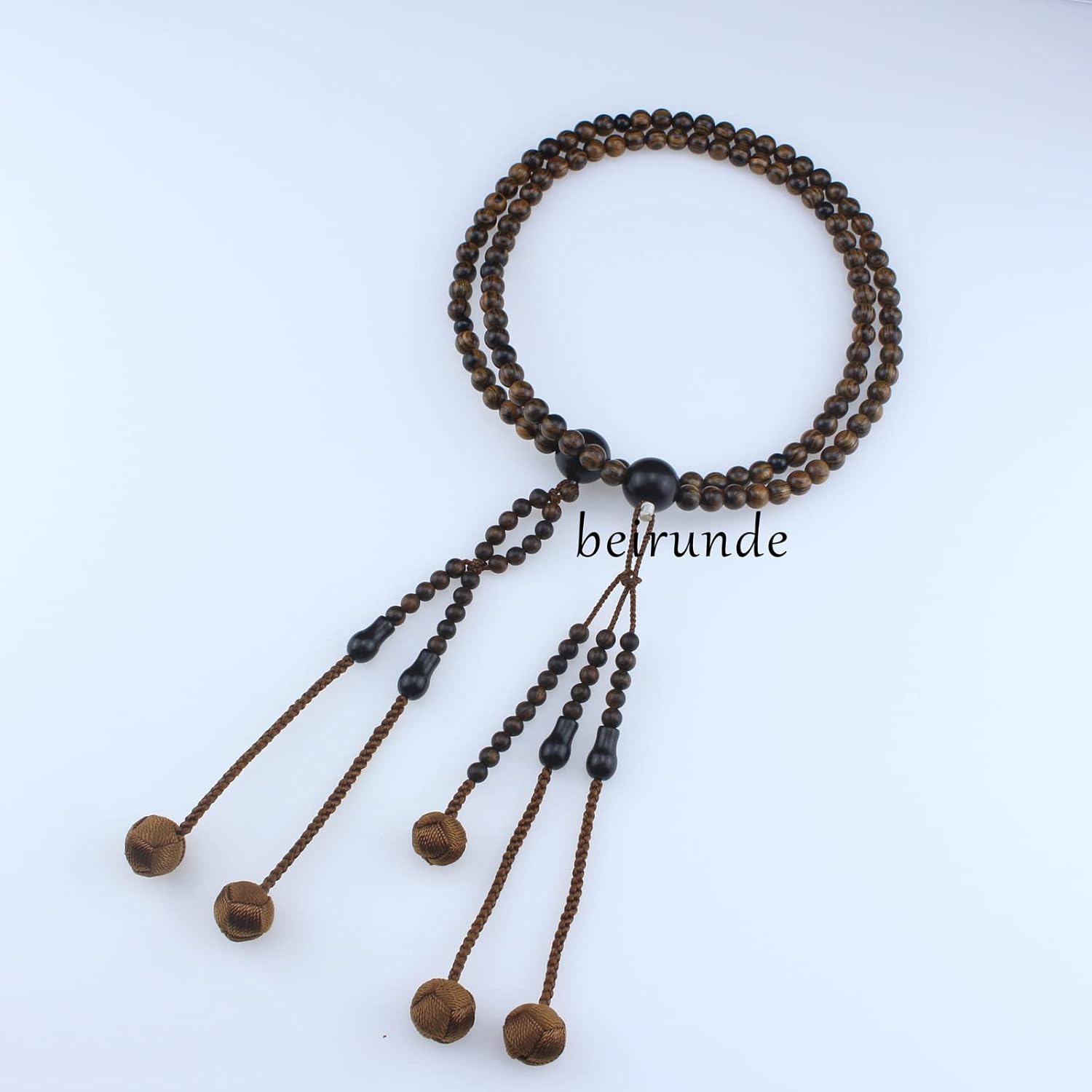 Dark Brown Wood Beads Japanese Soka Gakkai SGI Juzu Nichiren Buddhism Prayer Beads