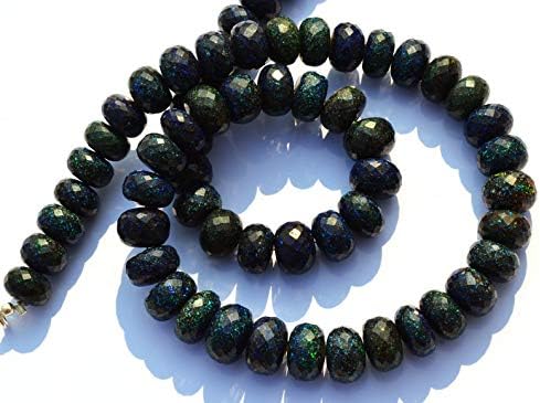 Very Rare Natural Gem Australian Matrix Black Opal Big 10 to 11MM Faceted Rondelle Beads 17 Inch Full Strand Finished Necklace Rare Gem
