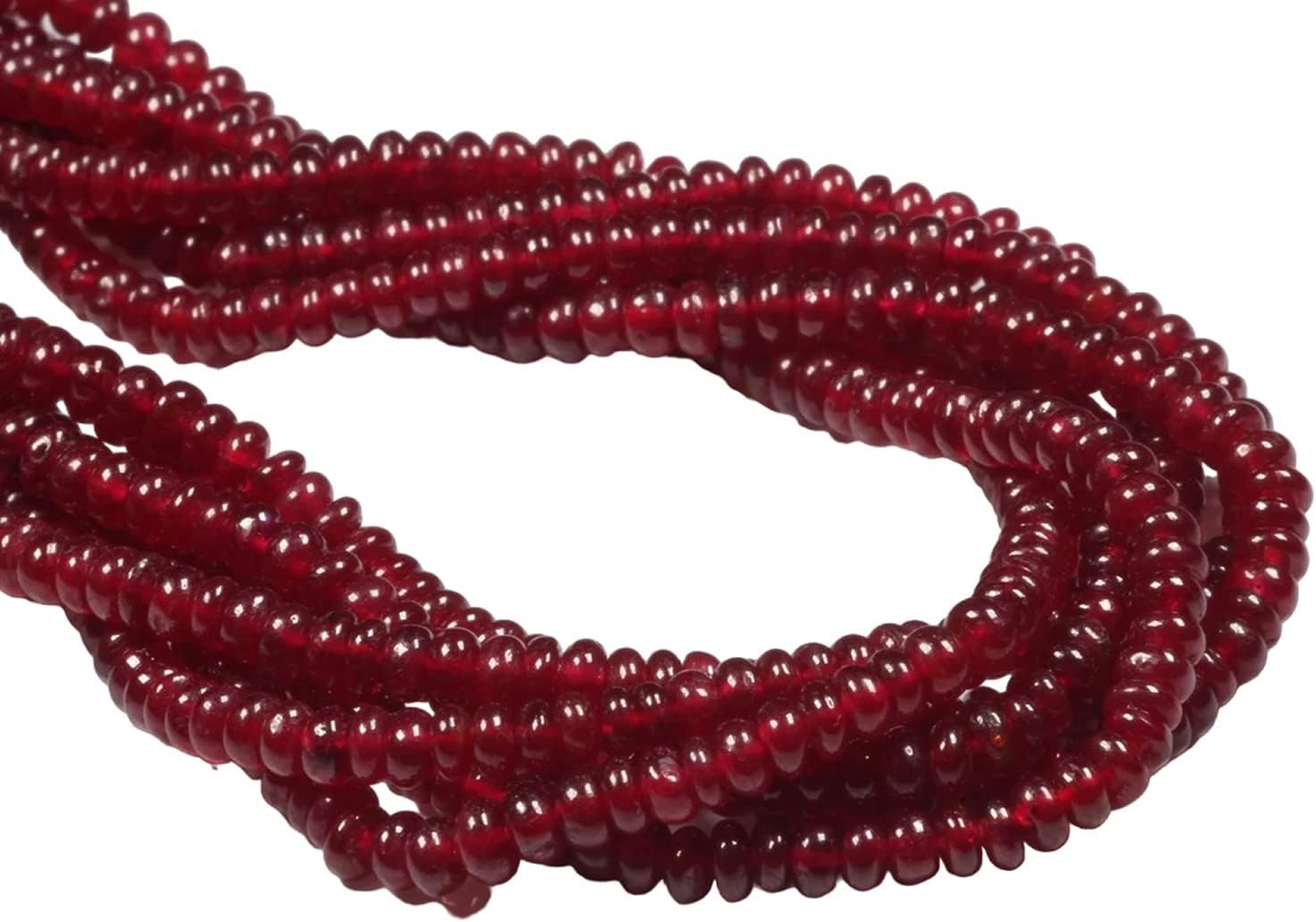 1 Strand Red Ruby 3mm Smooth Rondelles 16