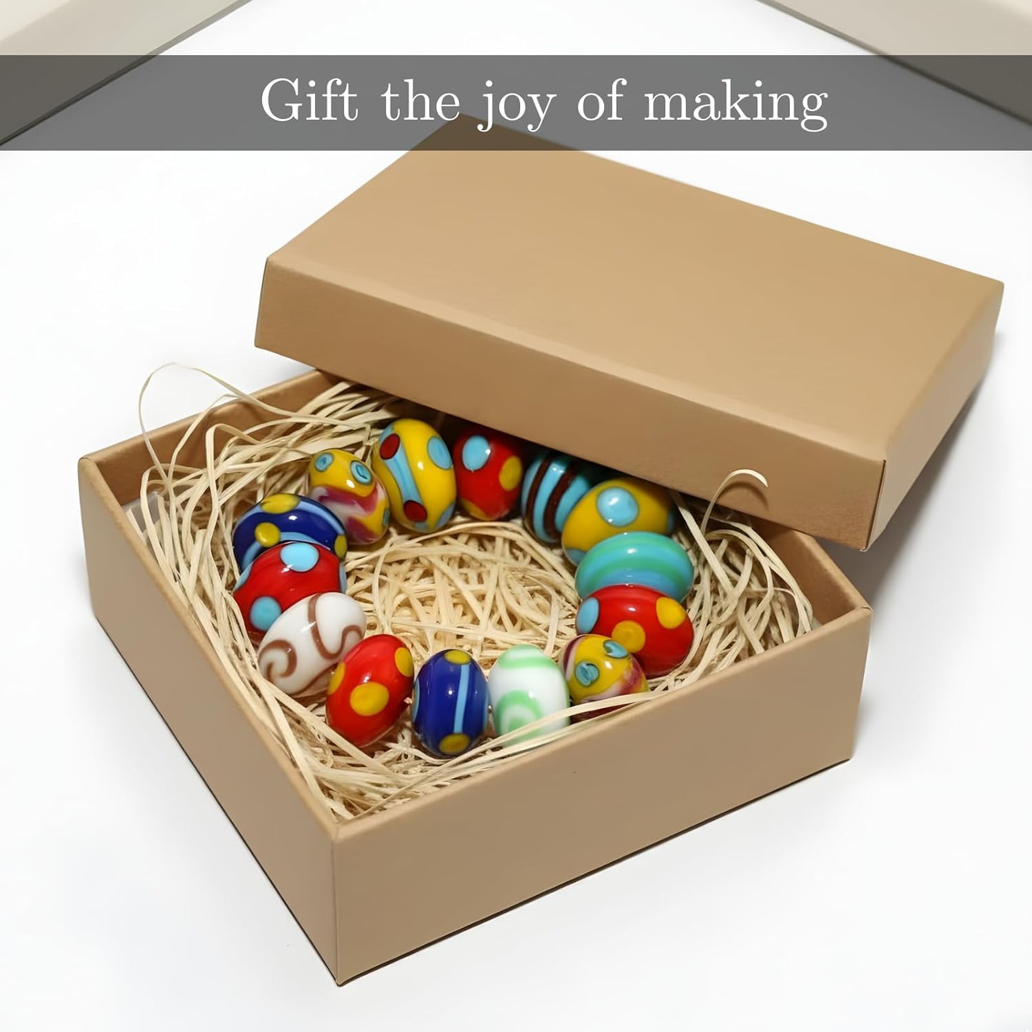 Handcrafted Multicolor Lampwork Glass Beads | Decorative Mixed Rondelle Shape Artistic Beads | Available in 10 Strands | Premium Loose Beads for Jewelry Making & Crafts