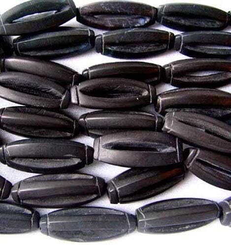 Stunning Carved Matte Onyx Centerpiece Bead Strand | 29x11 to 27x10mm| 14 Beads|