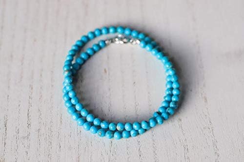 Jewelry Natural Sleeping Beauty Turquoise Necklace, Arizona Round Beaded Turquoise, Turquoise Jewelry, December Birthstone | Genuine turquoise