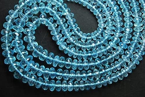 13 inch Strand of Natural gem Blue Topaz, 10-5mm rondelle Faceted Beads for DIY Jewelry Making. | Beads_01998