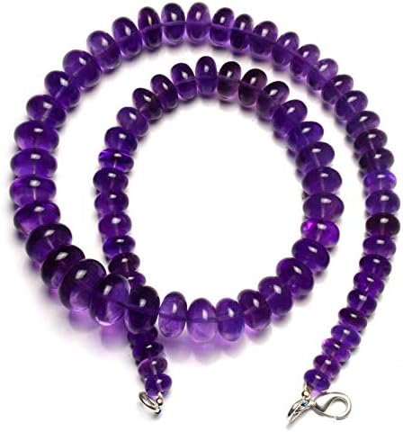 Natural Gemstone African Amethyst 7 to 14MM Smooth Rondelle Beads 18 Inch Full Strand Fine Quality Dark Purple Color Finished Necklace