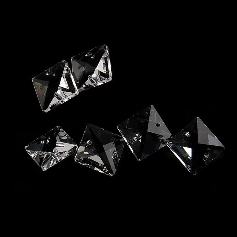 Hanging Crystals Prisms 50~280pcs Clear 14mm/16mm/18mm/20mm/22mm Square Crystal Chandelier Beads in 2 Holes for Parts Pendant Prism Hangings Crystals for Decoration(280pcs,22mm)