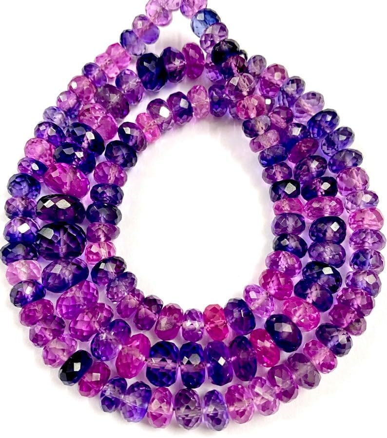 Natural Pinkish~Purple Sapphire roundelle facated Beads 5-8 MM 20 inch Long String Jewelry Making Gemstone Beads for Necklace Bracelet
