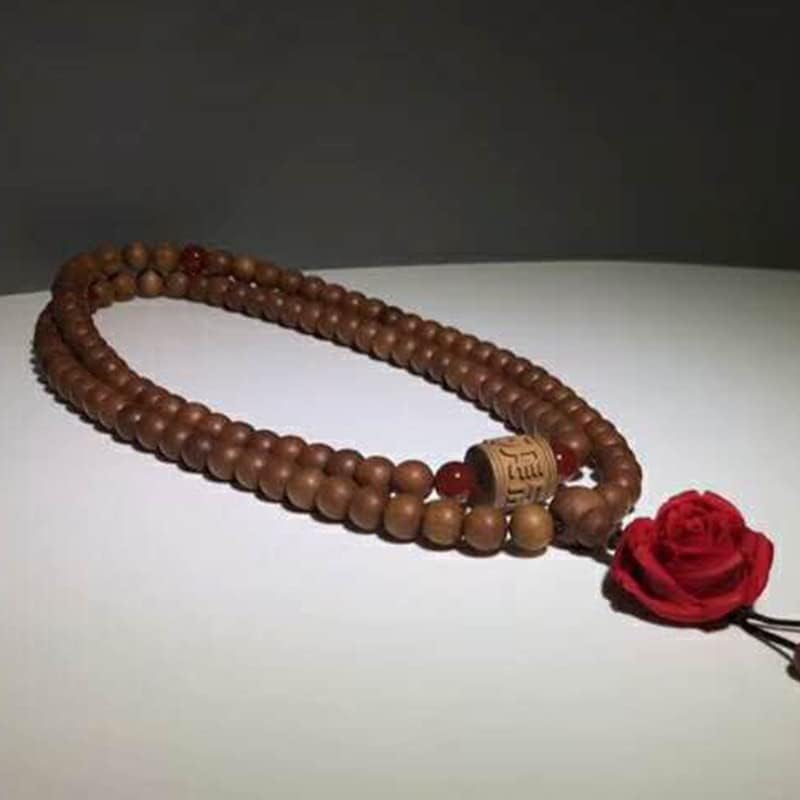 Mascot Wooden Crafts Wood Carving Art Wood Decoration Artwork 老山檀香手串朱砂玫瑰108颗 文玩手串念珠男女檀木佛珠手链(DIY不沉水6MM老山)