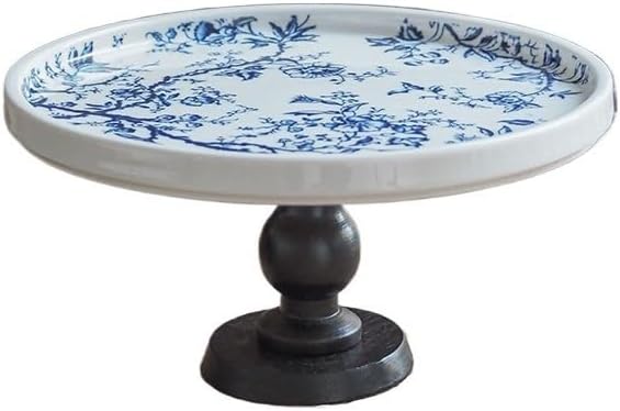 Tray Chinese Retro Blue and White Wooden High-Foot Tray Aromatherapy Refreshments Fruit Storage Tray Home Decoration Storage Tray Serving Trays(Black)