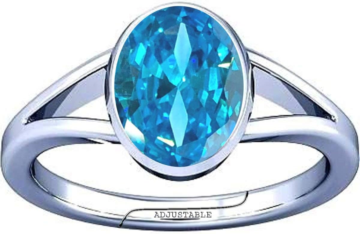 Divya Shakti 7.25-7.50 Carat Aquamarine Beruj Gemstone Silver Adjustable Ring for Men & Women