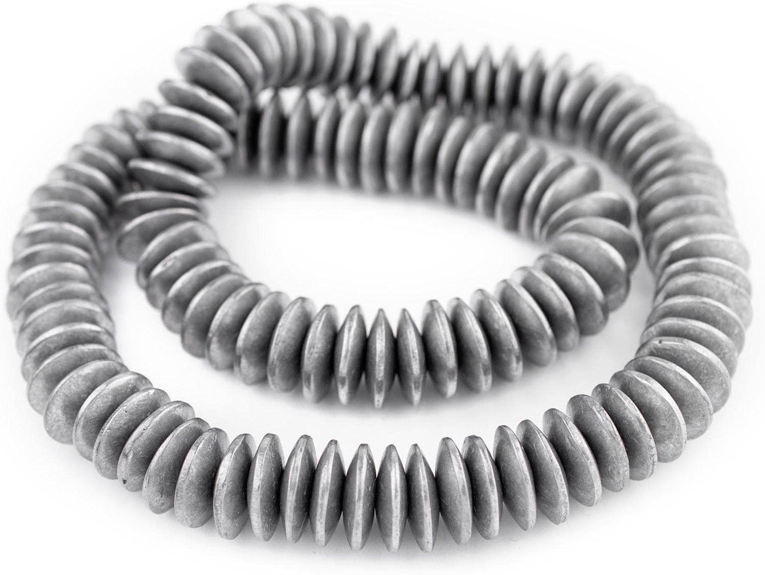 The Bead Chest Maasai Silver Saucer Beads 20mm Aluminum Large Hole 24 Inch Strand