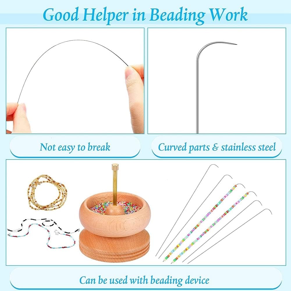201PCS Stainless Steel Curved Needles Curved Beading Needle Bead Spinner Needles Loader String Bead Needle for Jewelry Making - (Color: 201Pcs)