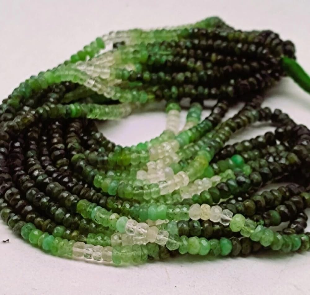 Natural Emerald Faceted Rondelle Beads Shaded Beads 4X 4.5mm 17 inch