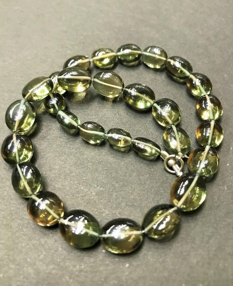 Natural Green Hydro Quartz Oval Smooth Beads 8X10MM 12 inch Long String Jewelry Making Gemstone Beads for Necklace Bracelet