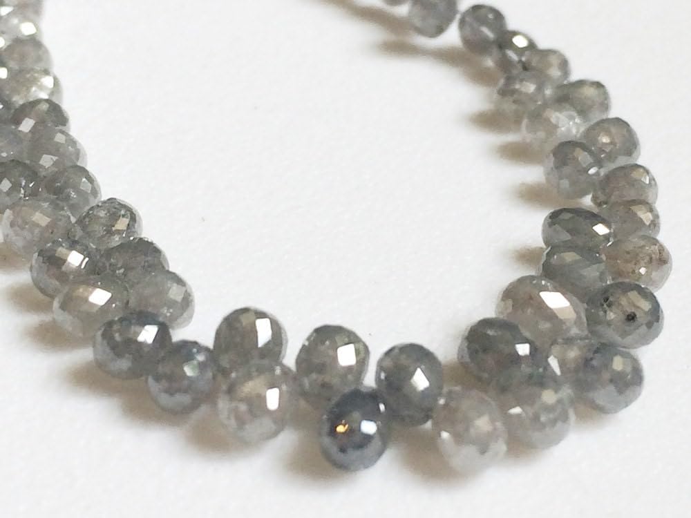 2x2.5mm-2x3mm Gray Diamond Faceted Briolette Beads, Natural Sparkling Rough Diamond Tear Drops, Diamond Drops For Jewelry (1Pcs To 10Pcs), 2x2.5 MM-2x3 MM