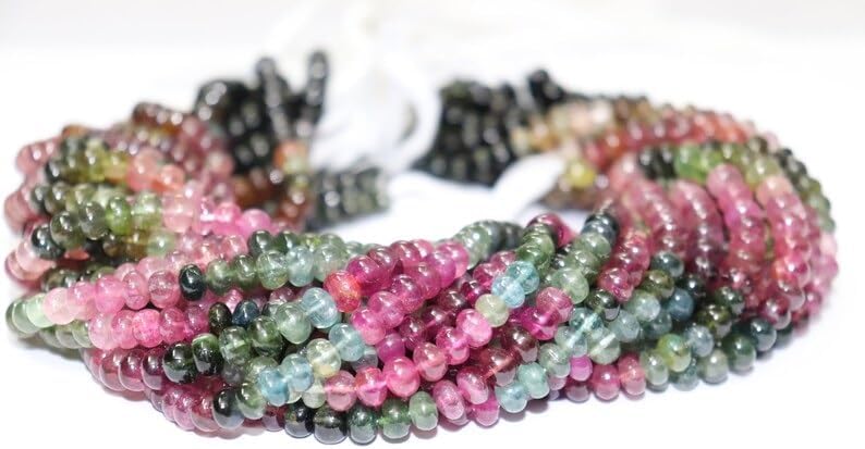 Multi Tourmaline Smooth Rondelle Beads 6-6.5 mm Tourmaline Smooth Wholesale Beads Smooth Rondelle Beads for Making Jwelery