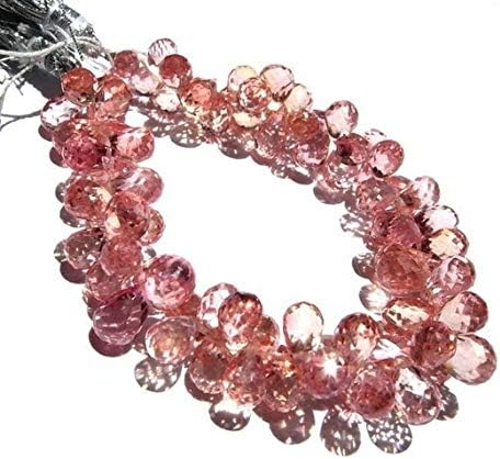 13 inch natural beads strand of 6-7mm faceted drop grapefruit corundum quartz gemstone briolletes beads for DIY jewelry - necklace, bracelet, earring, ring.