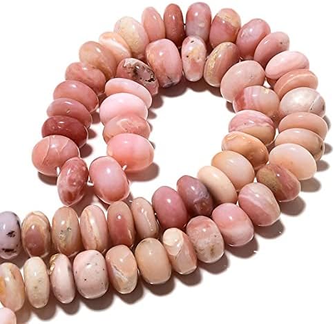 Pink Opal Rondelle Beads, Peruvian Pink Opal Beads, Opal Rondelles, 12-13mm Each, 8 Inch