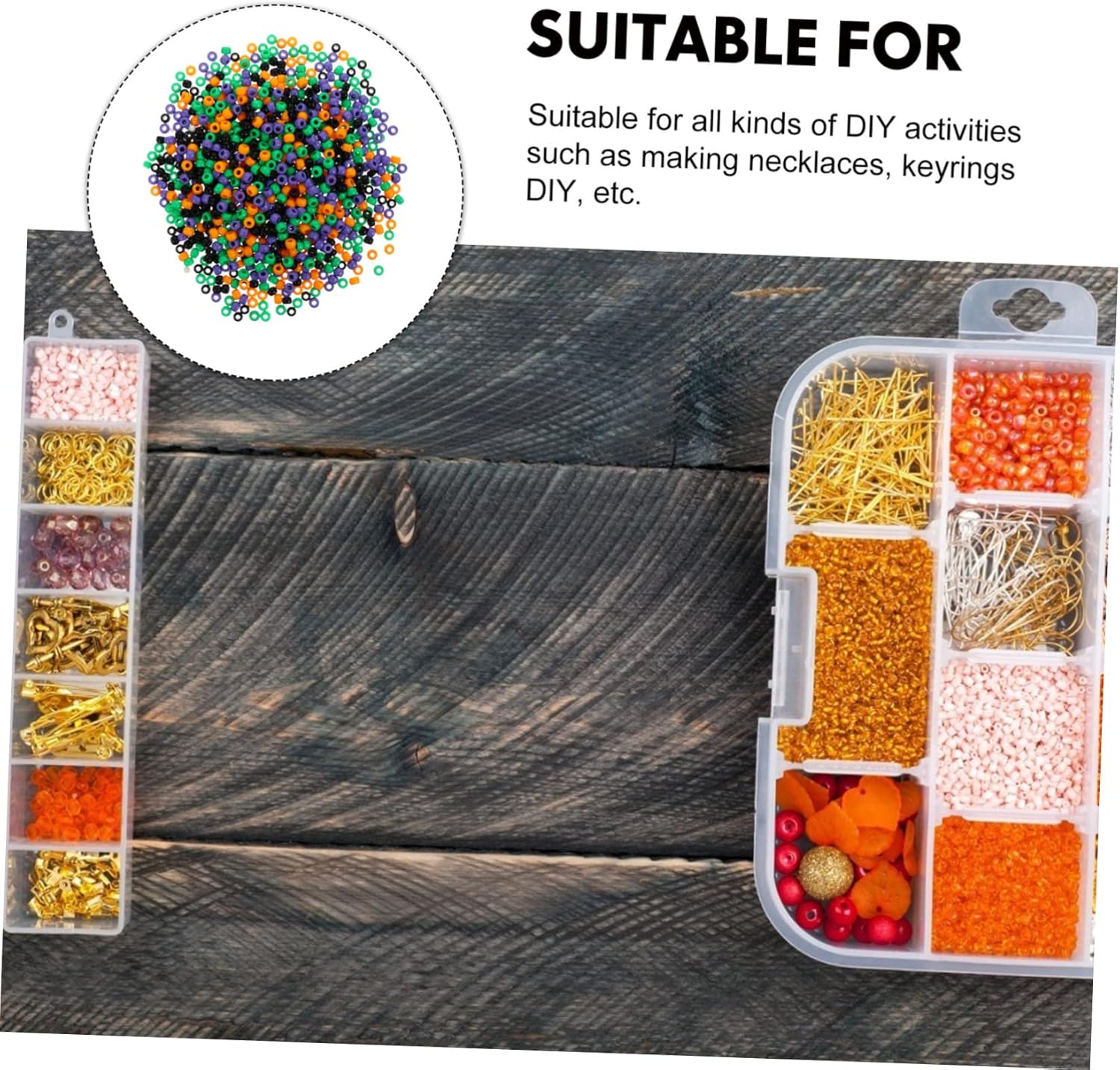 TEHAUX 7pcs Halloween Beads for Crafts Plastic Loose Beads Approx for Bracelets Necklaces and Creative Jewelry Making