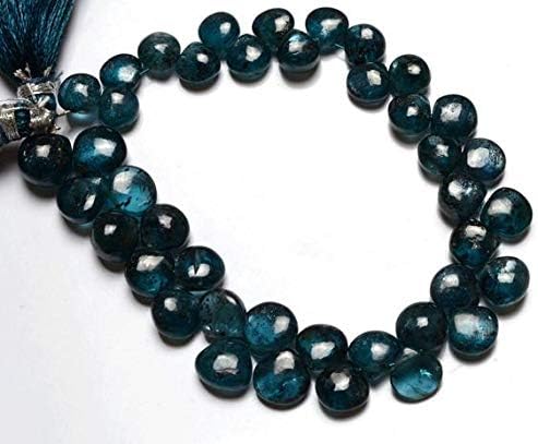 1 Strand Natural 8 inch Natural Gemstone Super Dark Green Kyanite Smooth Heart Shape Briolettes Beads 7 to 10 MM Code-HIGH-28529