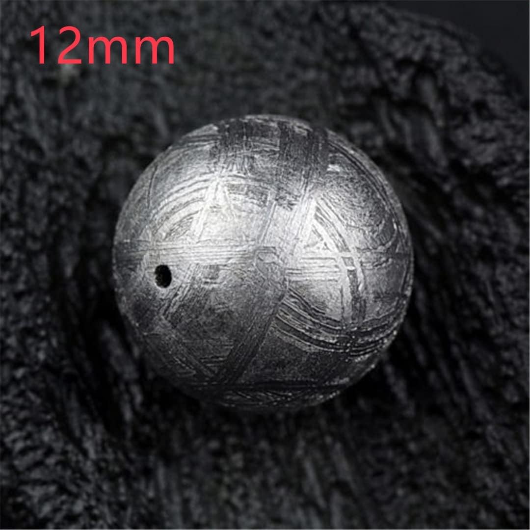 Genuine Natural Gibeon Iron Meteorite Moldavite Round Beads Silver Plated Bracelet Necklace Making 6mm 7mm 8mm 9mm 10mm 12mm, 11223S1BOTTON (Color : 12mm)