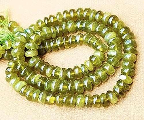 13 inch Strand of Natural gem Green Serpentine, 6-8mm rondelle Smooth Beads for DIY Jewelry Making. | Beads_04492