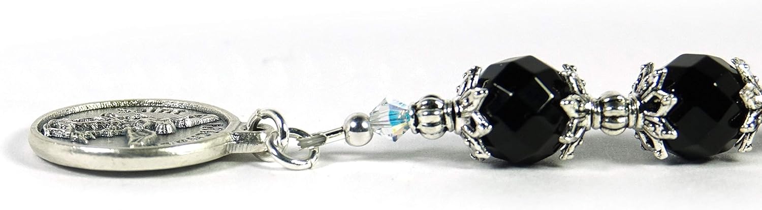 Serve and Protect Catholic Prayer Beads St Michael Chaplet Policemen Agate Natural Gemstone beads with Blessed with Anointing Oil