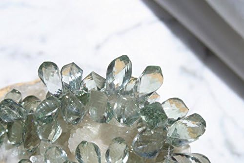 13 inch natural beads strand of 13mmx6-19mmx9mm faceted drop green amethyst gemstone briolletes beads for DIY jewelry - necklace, bracelet, earring, ring.