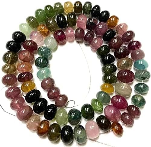 Natural Multi Tourmaline roundelle Smooth Beads 6-7 MM 18 inch Long String Jewelry Making Gemstone Beads for Necklace Bracelet