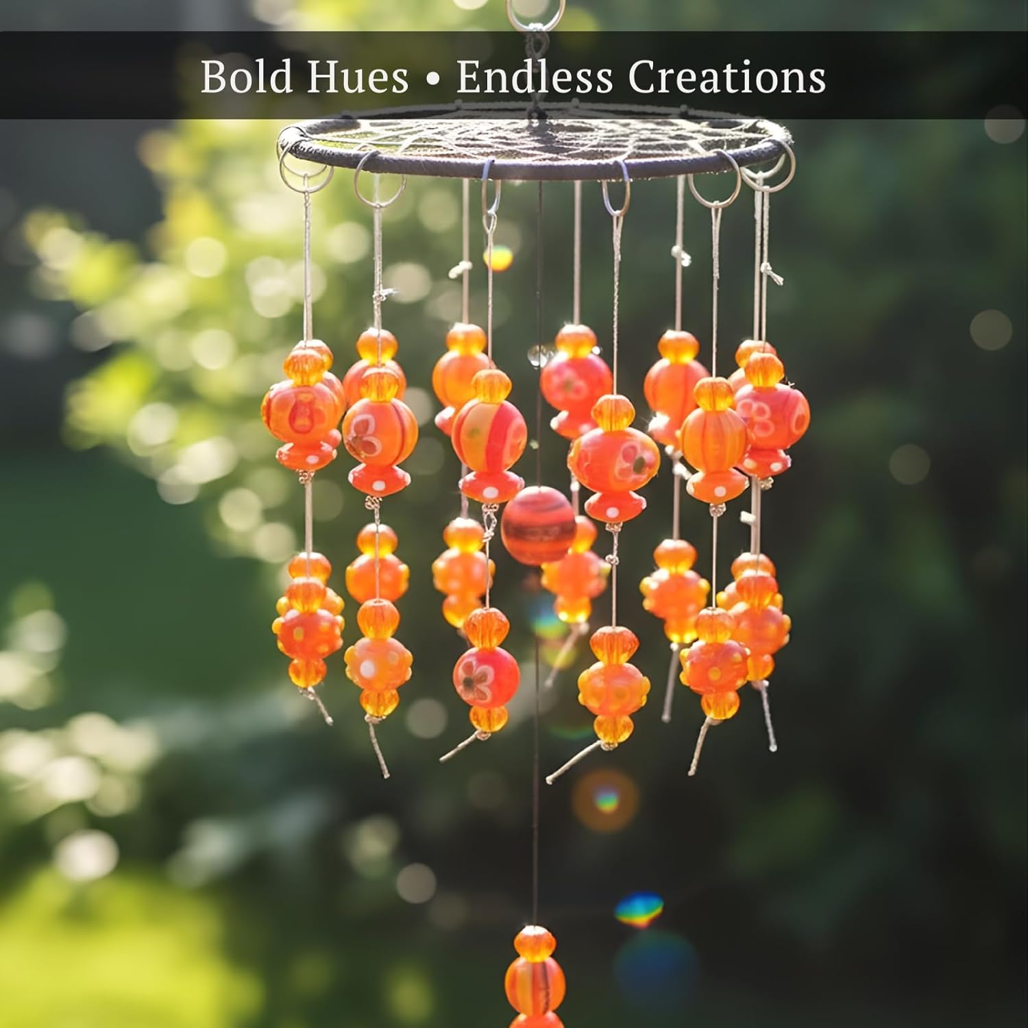 Handcrafted Orange Lampwork Glass Beads | Multi-Shape Fancy Assorted Beads Mix | Available in 40 Strands | Artistic Handmade Beads for Jewelry Making, DIY Crafts.