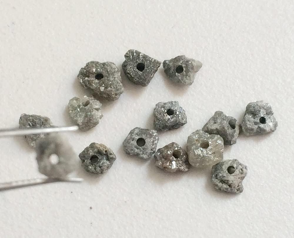 5-7mm Large Hole Gray Rough Diamond Beads, 1mm Drilled Gray Diamond, Chain It And Wear It, Conflict Free Diamonds For jewelry (2Pc To 20Pc), 5-7 MM