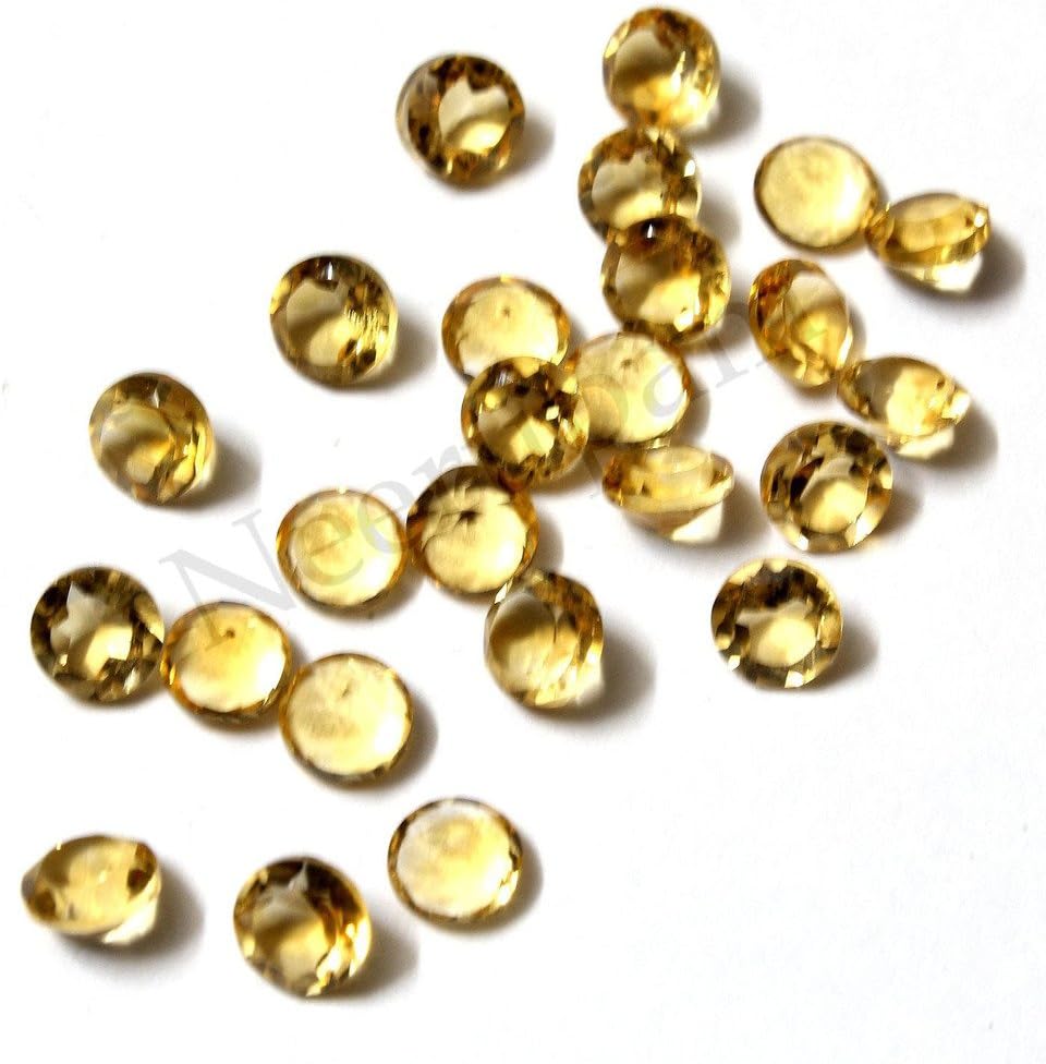 Neerupam Collection Golden-Yellow Color Natural African Citrine AA Quality 8 mm Size Faceted Round Shape Loose Gemstones