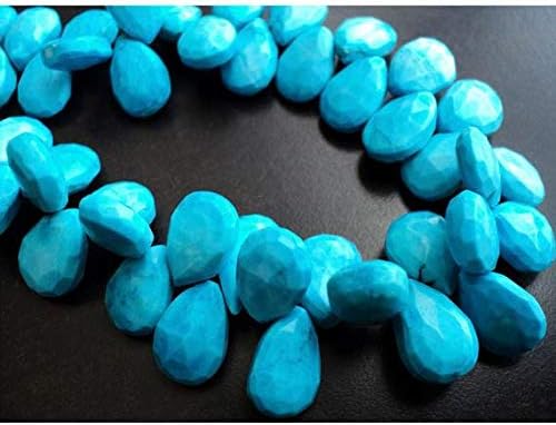 1 Strand Natural Turquoise Brilolete Beads/Faceted Pear Beads/Chinese Turquoise - 9x13mm 4 Inch Code-HIGH-19249