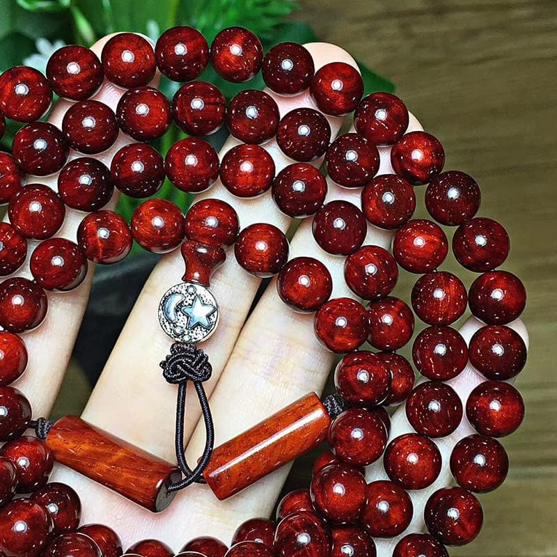 Mascot Wooden Crafts Wood Carving Art Wood Decoration Artwork 印度小叶紫檀老料0.8 * 108颗手链 水波乱纹多金星材质细玻璃底泥料(小叶紫檀老料0.8 * 108颗手链)