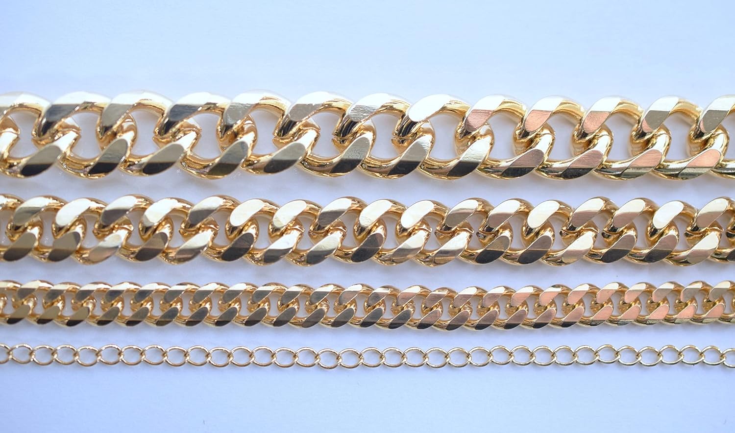 Gold Filled EP Cuban Chain Flat and Extension different sizes 1.3mm/1.6mm/2mm/2.8mm/3mm/4.3mm/6mm/9mm/11.5mm personalize necklace /