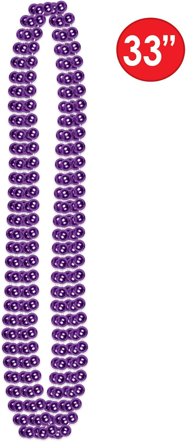 Beistle Bulk 720-Pack Small Round Party Beads, 7mm by 33-Inch, Purple