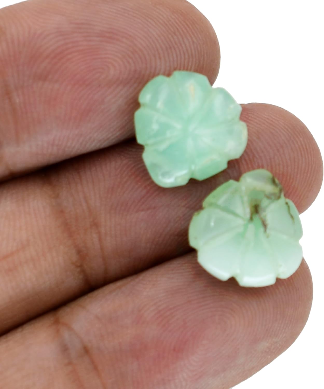 Chrysoprase Gemstone Beads Flower Shape - Heart Shape Carving 5X12X12 mm Loose Stone Carved Making Bead for Jewelry Wholesale Lot Beads Supply