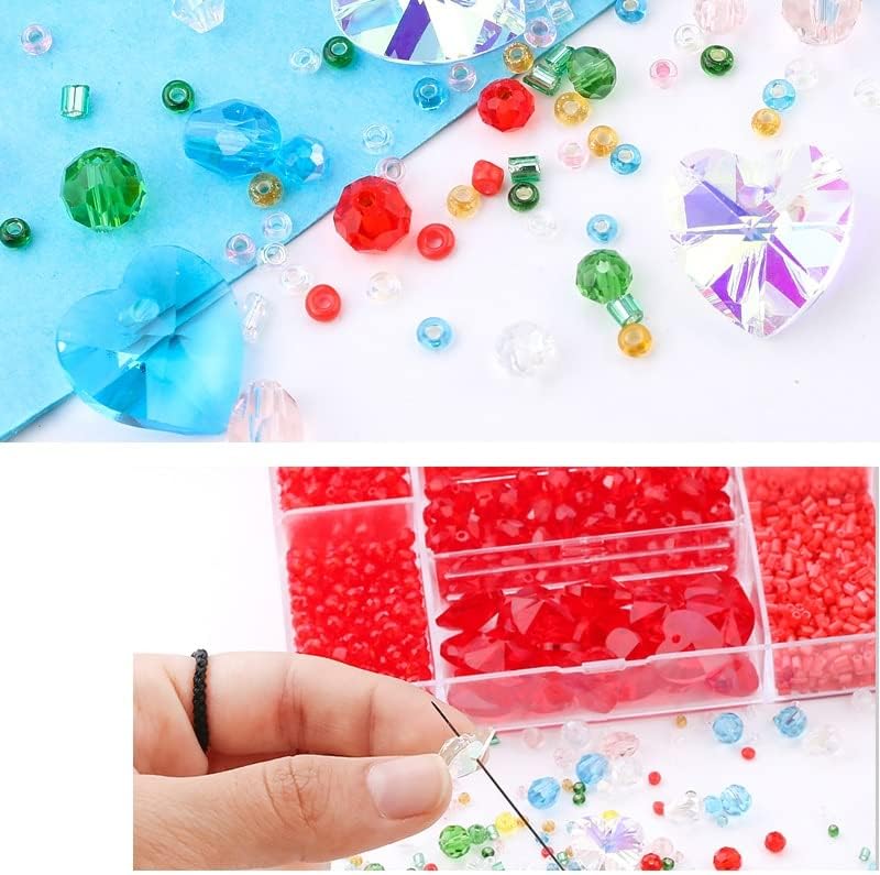 Mixed Shape Beads Set Crystal Beads Faceted Beads Charm Glass Beads Loose Spacer Beads for Jewelry Making DIY (Color : A, Size : 1)