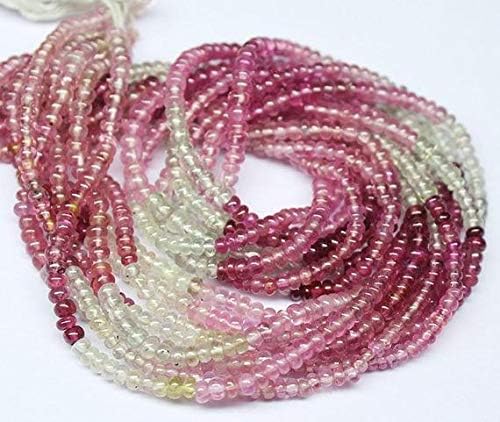 Pink Sapphire Shaded Smooth Gemstone Micro Rondelle Loose Craft Beads 7 Inch Long 4mm 3mm Code-HIGH-1485