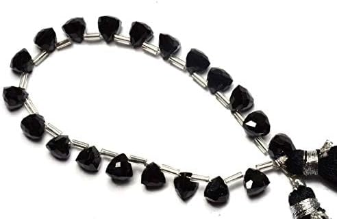 GEMZ 13 inch Strand of Natural Black Spinel Trillion Shape Faceted Cut Black Color briollete Beads for DIY Jewelry Making- Earring Necklace Bracelet.