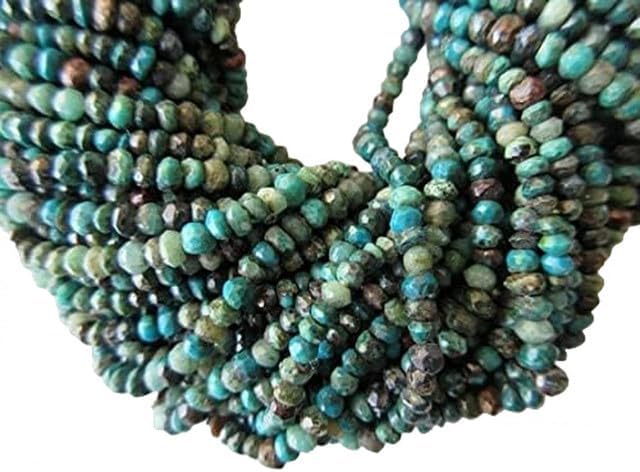 Chrysocolla Rondelle Beads, Faceted Rondelle Beads, 3mm Gemstone Beads, 13 Inch lot of 5 Strands Chik-STRD- 92596