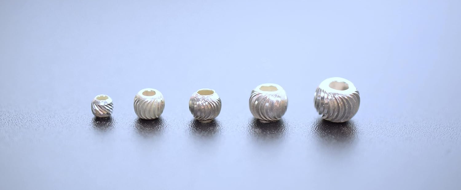 925 Sterling Silver Diamond Cut Round Beads European Style Size 3mm/4mm/5mm/6mm Supplier and Wholesale