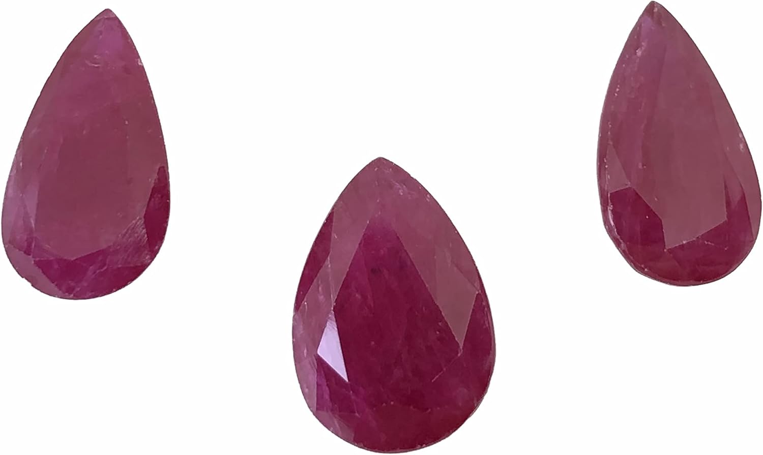 12.10 Ct 100% Genuine Natural Ruby Pear Size 13x9 & 13x7.50 mm Cut Faceted 3 Pieces Layout Set AAA Quality Loose Gemstone For Making Earring & Pendant Jewelry