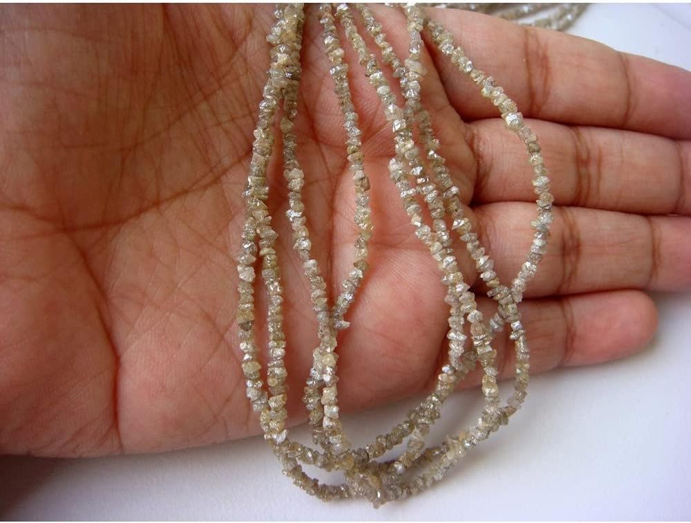 3-4mm Champagne Brown Rough Diamonds, Natural Raw Uncut Diamond Beads, Champagne Brown Raw Diamonds For Jewelry (4IN To 16IN Options), 4 MM - 3 MM