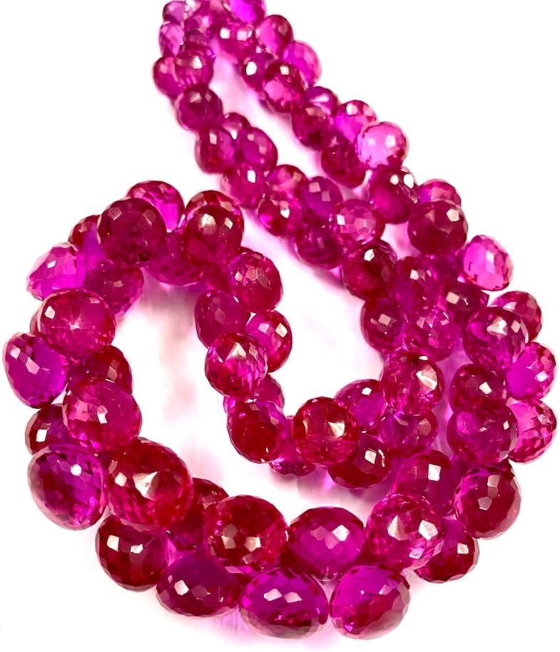 Natural Pink Spinel Onion Faceted Beads 8X10-7X9MM 14 inch Long String Jewelry Making Gemstone Beads for Necklace Bracelet