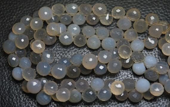 8 inch Strand of Natural Chalcedony 8-7mm Onion Faceted briolette Beads for DIY Jewelry Making. |BRIO_01835