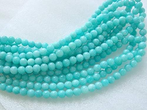 8 Inch Long Strand, AAA 6 mm Beautiful Peru Amazonite Azure Blue Smooth Round Beads Code-HIGH-62019