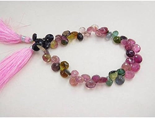 13 inch natural beads strand of 6-8mm faceted heart multi tourmaline gemstone beads for DIY jewelry - necklace, bracelet, earring, ring.